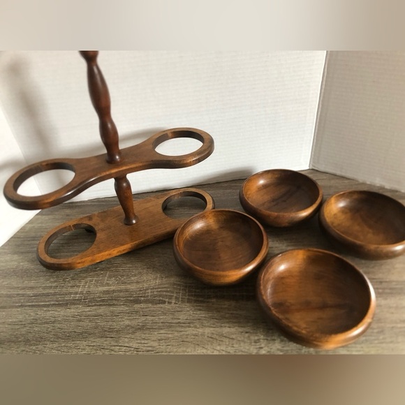Vtg MCM Solid Wood Serving Bowl Set - Picture 4 of 13